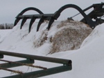 De balen liggen flink onder de sneeuw, maar dit is niet slecht voor de balen